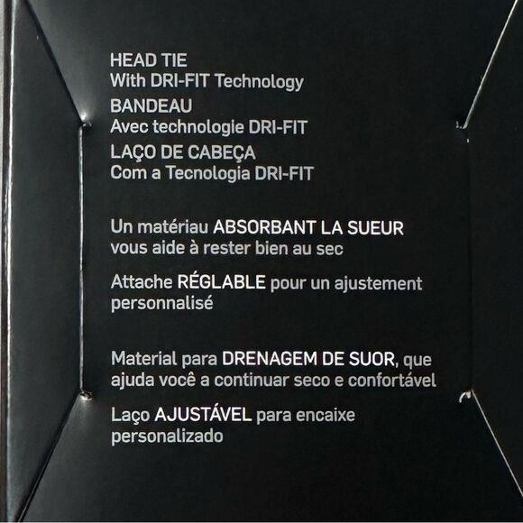 NIKE OS Dri-FIT Unisex Black White Logo Athletic Headband Tie - Picture 4 of 10